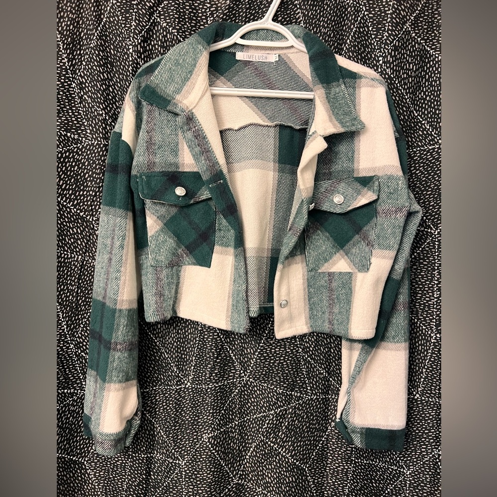 Plaid Green and Cream Women's Jacket